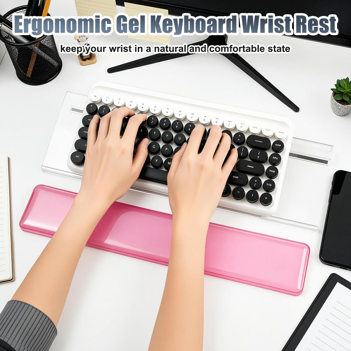 Keyboard Wrist Rest,Gel Wrist Rest for Keyboard-Pink Wrist Rest