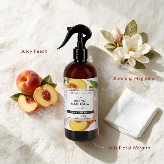 Linen Spray, Peach Magnolia, Fabric Freshener and Fragrance Room Spray, Pack of 2, 16 oz