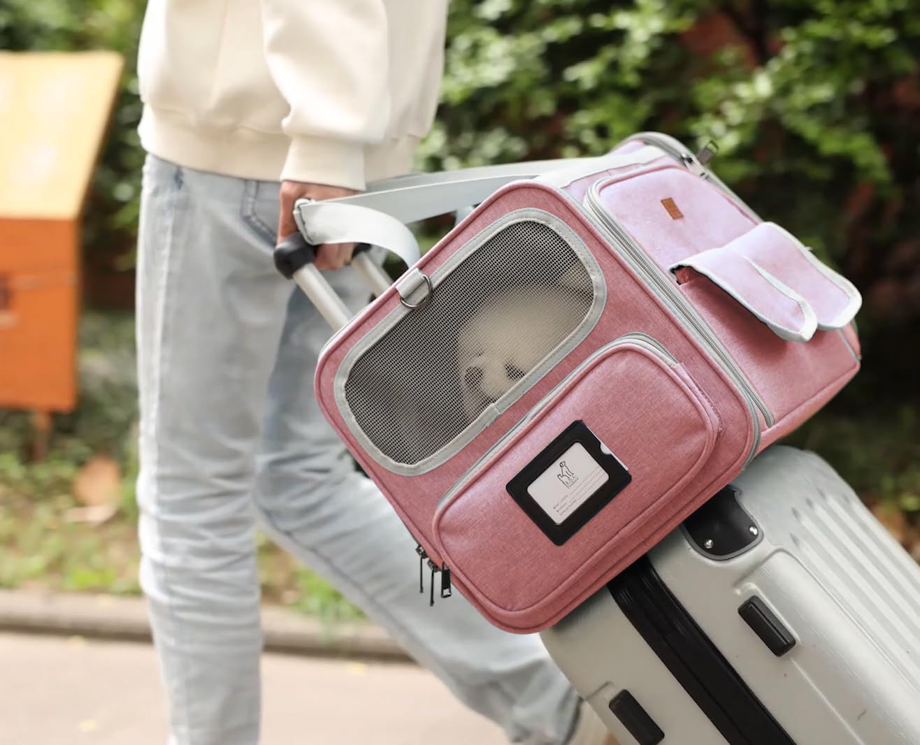 Cats Carrier for Small Dogs Puppy Cat Bag Expandable,Airline Approved,2 Sides Expand,Rabbit Bunny Pets Carriers Small Animals Travel Outdoor Carry Kennel (Pink)