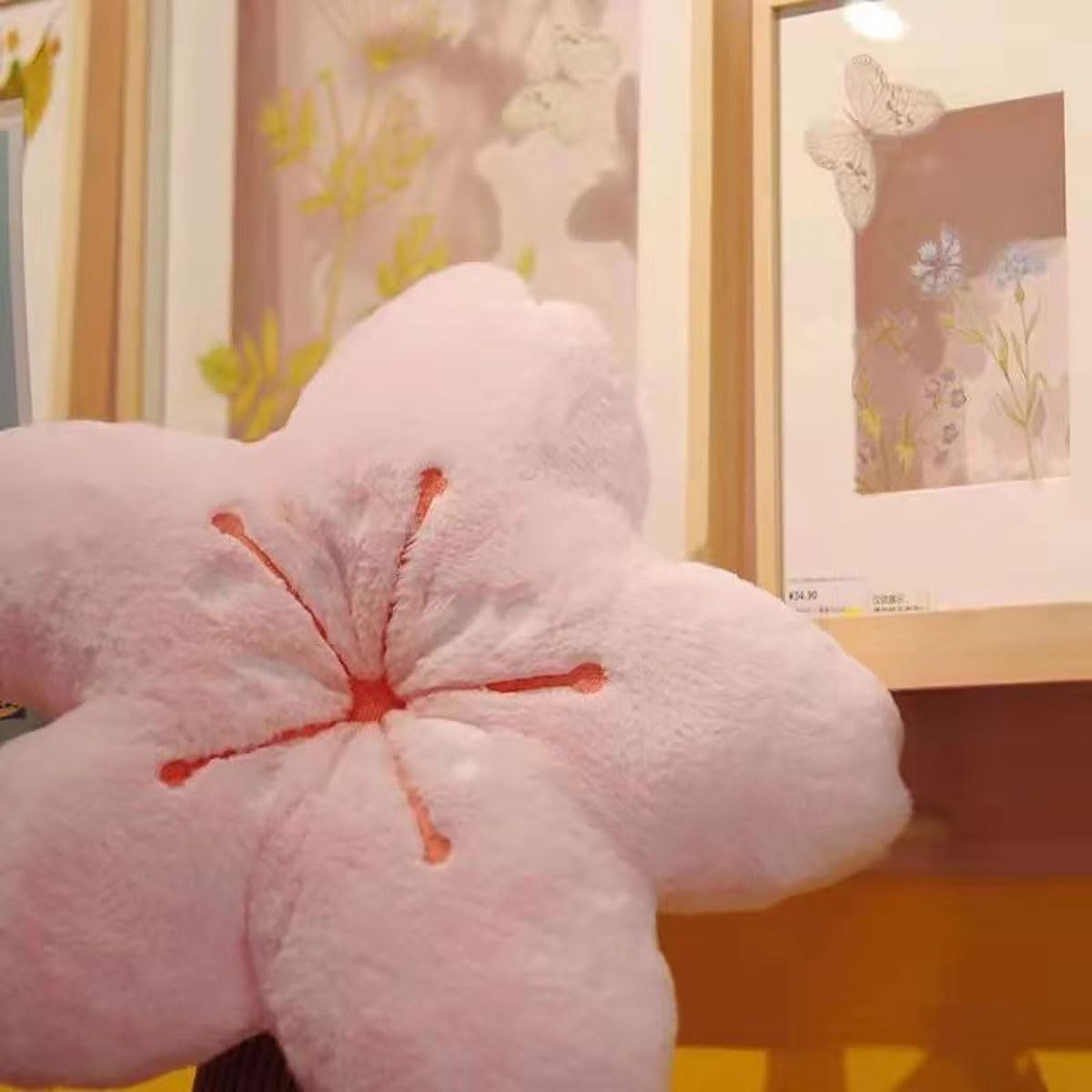 Cherry Blossom Plush Throw Pillow Living Room Sofa Pillow Flower Chair Cushion Throw Pillow (15.74 * 15.74, Pink)
