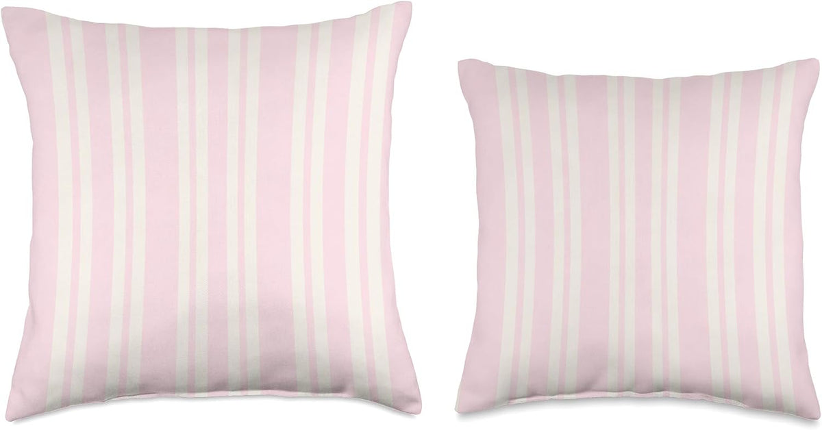Coquette Stripes Soft Feminine Antique White and Blush Pink Throw Pillow