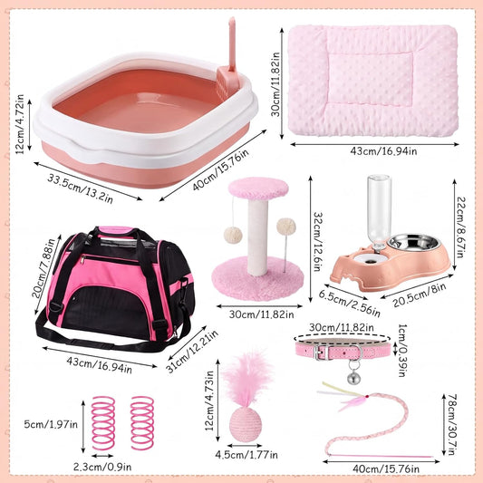 10 Pcs Kitten Starter Kit for Indoor, Classic, Medium, Pink