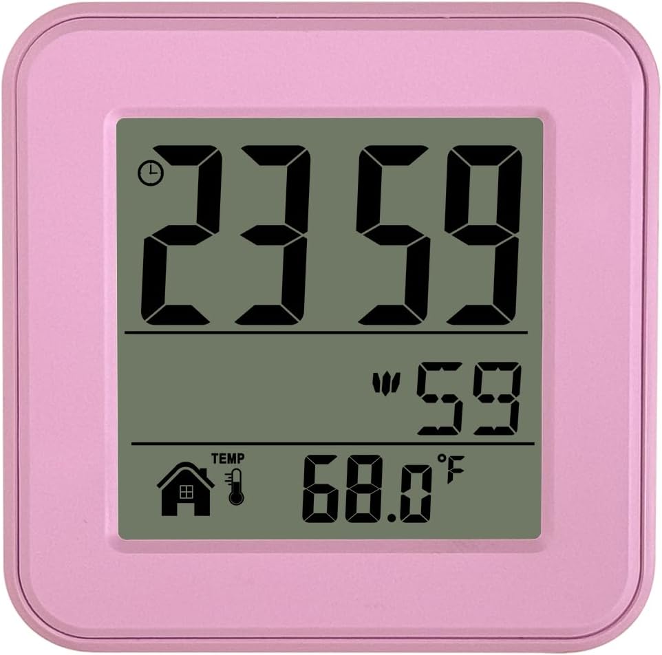 Small Digital Alarm Clock Battery Operated with Backlight Countdown for Bedroom Kids Room-Pink