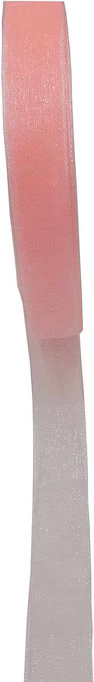 Peach Sheer Organza Ribbon 5/8" Silky Soft Shimmer Fabric Packing Ribbon for Gift Wrapping Decorating Valentine's Day Wedding Birthday Bouquet Garland