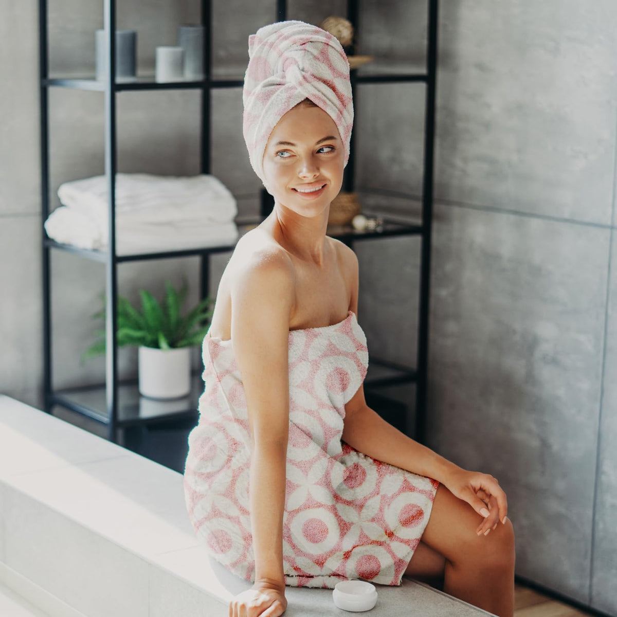 Pink Bath Towels - Set of 2 Made Cotton 27x55 Inches Highly Absorbent for Bathroom (XO)