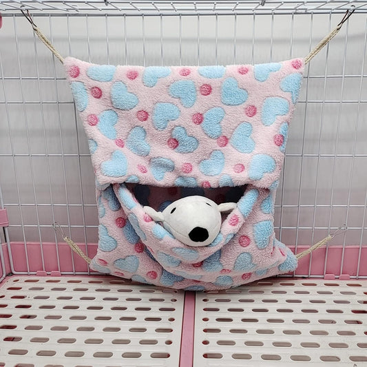 Small Animal Hanging Hammock, Pet Hanging Nap Sack Sleep Bag Bed, Cage Hammock Beds for Ferret Guinea-Pig Sugar Glider Hamster Rat Mice Chinchilla Flying Gerbil and Squirrel (Pink)