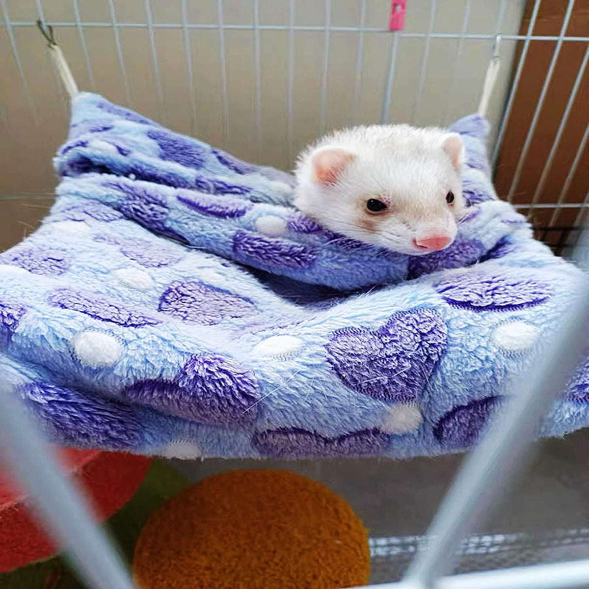 Small Animal Hanging Hammock, Pet Hanging Nap Sack Sleep Bag Bed, Cage Hammock Beds for Ferret Guinea-Pig Sugar Glider Hamster Rat Mice Chinchilla Flying Gerbil and Squirrel (Pink)