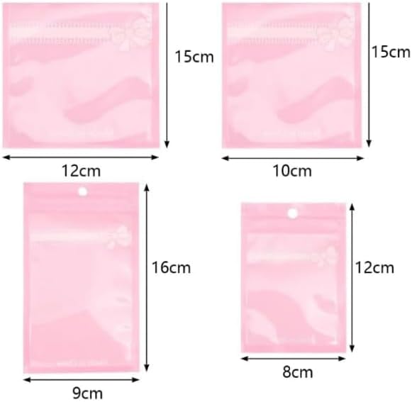 20PCS Cute Pink Jewelry Bags ,Bow Tie Candy Cookies Packing Bags Ornament Beads Storage Pouches Gifts Wrap Cellophane Bags Snack Bag Mylar For Display Storage Small Business Supplies (White-12*18cm)