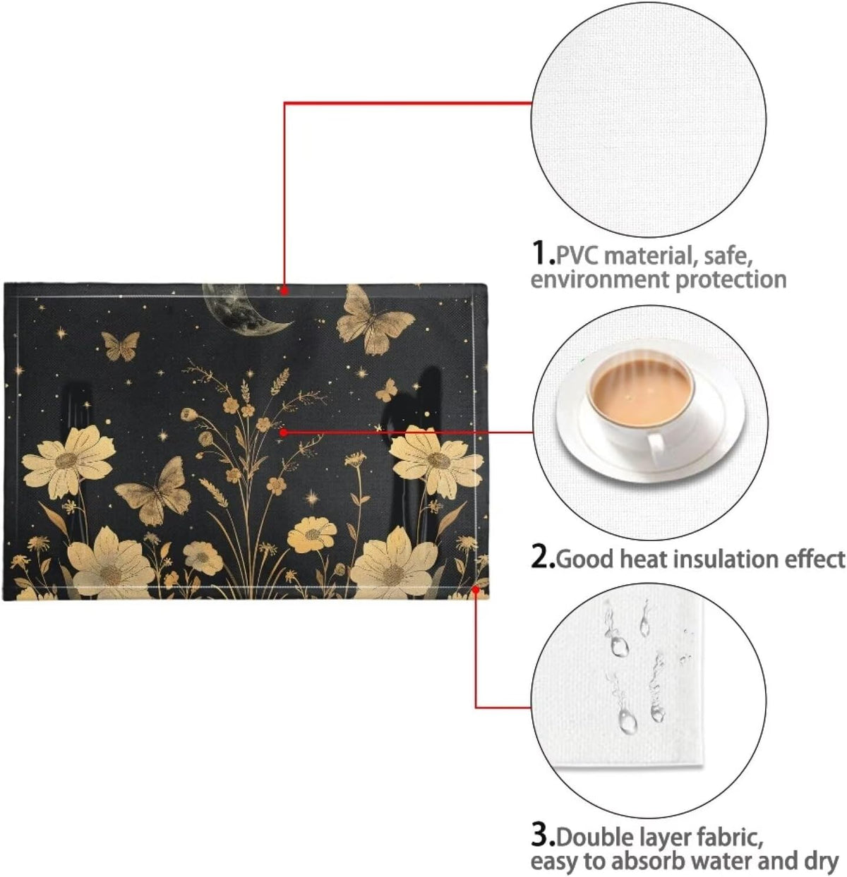Pink Marble Texture Placemats Set of 4 Quick Dry Placemat Rectangle Place Mats Wipeable Scratch Resistant Wrinkle Free Placemat for Party Kitchen Dining Decoration