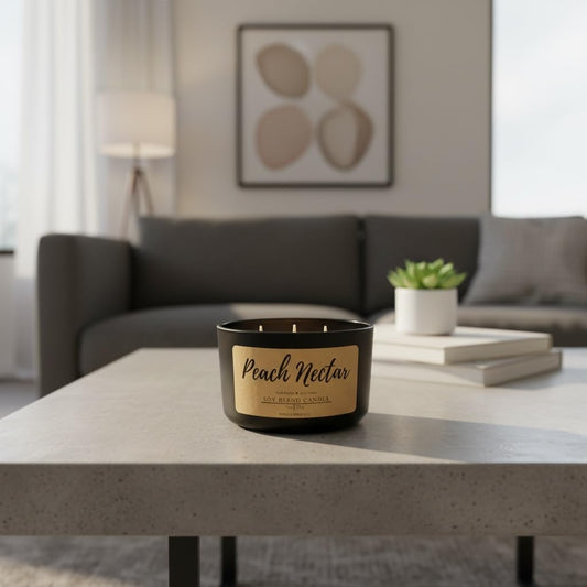 Wicks & Wine Soy Blend 3-Wick Cotton CORE Candle 14oz (Peach Nectar)