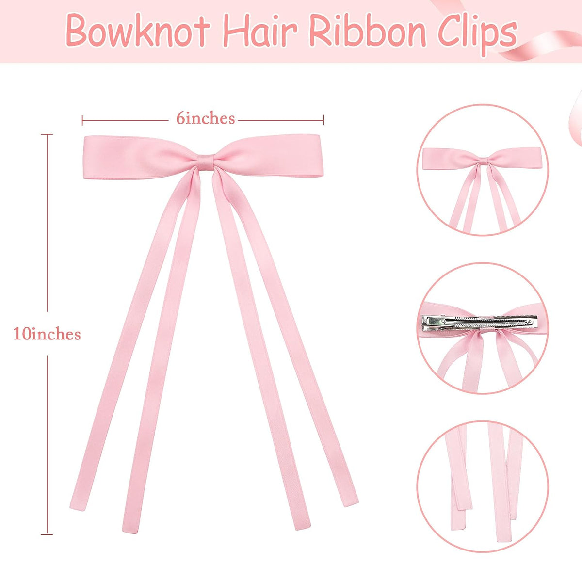 Pink Hair Bow Clips Pink Ribbon Hair Accessories for Women Girls