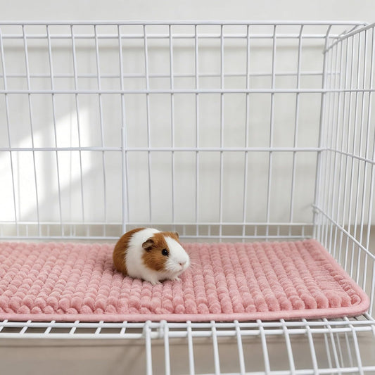 6 Pcs Guinea Pig Cage Liner, 12x16 Inch Washable Fleece Bedding Mats, Reusable Pee Pads for Small Animals, Rabbit Bunny Hamster (Green, Pink, Blue)