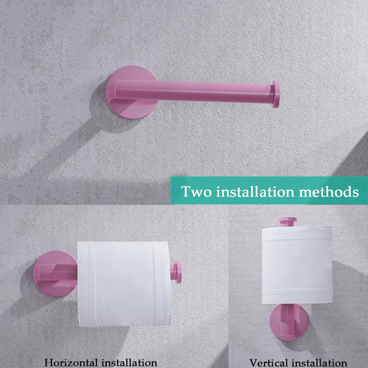 Pink Toilet Paper Holder -Sturdy Round Toilet Paper Holder Wall Mount for Bathroom, Premium SUS 304 Stainless Steel Toilet Paper Roll Holder,Drilling,Pink,96006-6PK