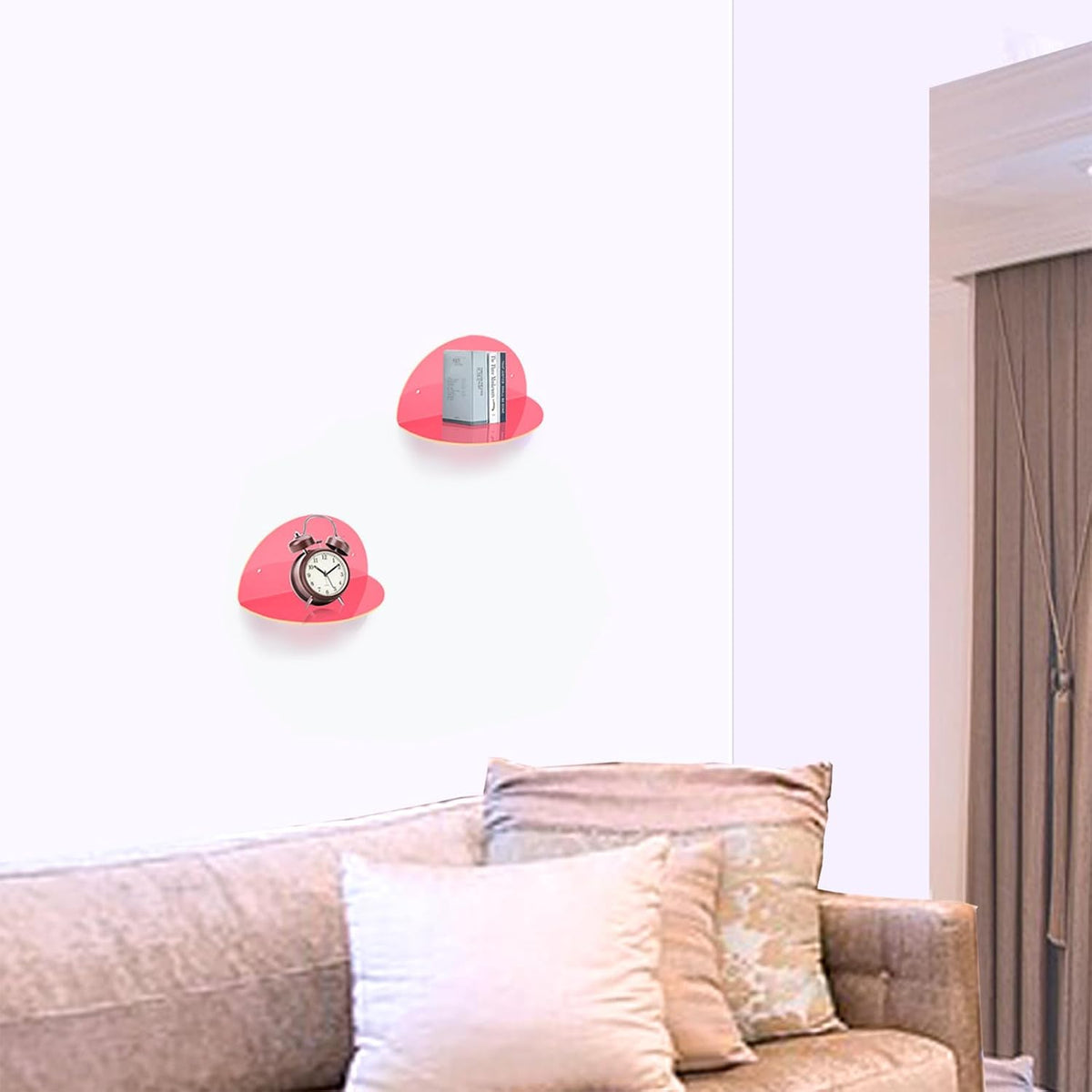 2-Pack Small Acrylic Shelves Room Decor Floating Shelves, Pink