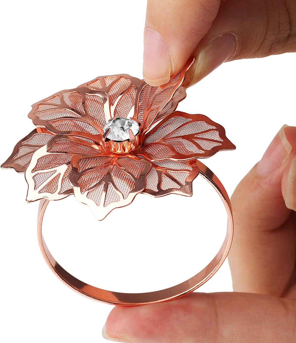 Rose Gold Flower Napkin Rings Set of 20 for Thanksgiving Christmas