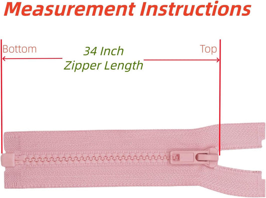 2PCS 34 Inch #5 Separating Jacket Zippers Bulk for Sewing Pink