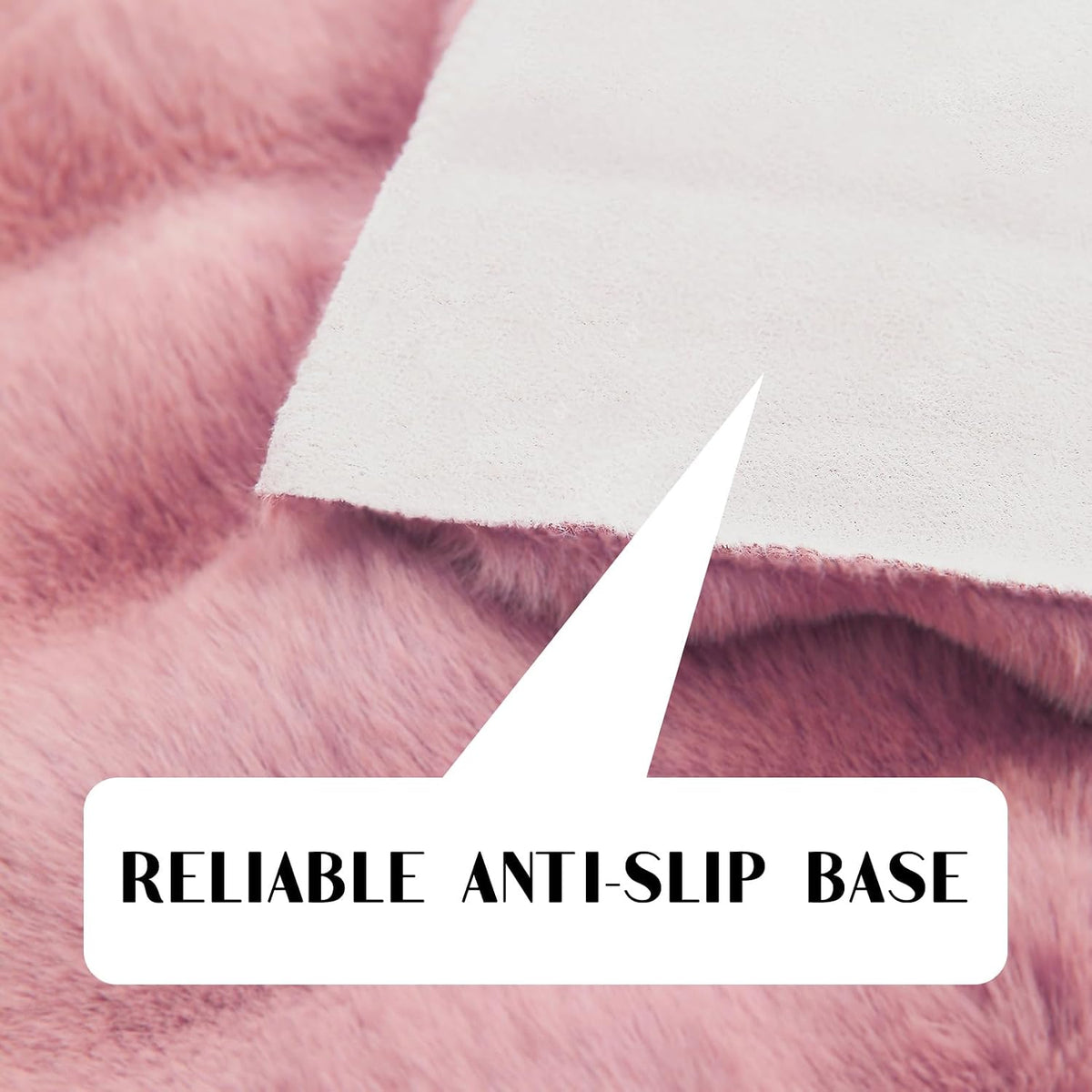 Uhomy Soft Area Rug, 2x3 Machine Washable Faux Rabbit Fur Rug, Pink Non Slip Fluffy Rug for Bed, Dorm Bedside, Shaggy and Fuzzy Nursery Rugs Rectangle