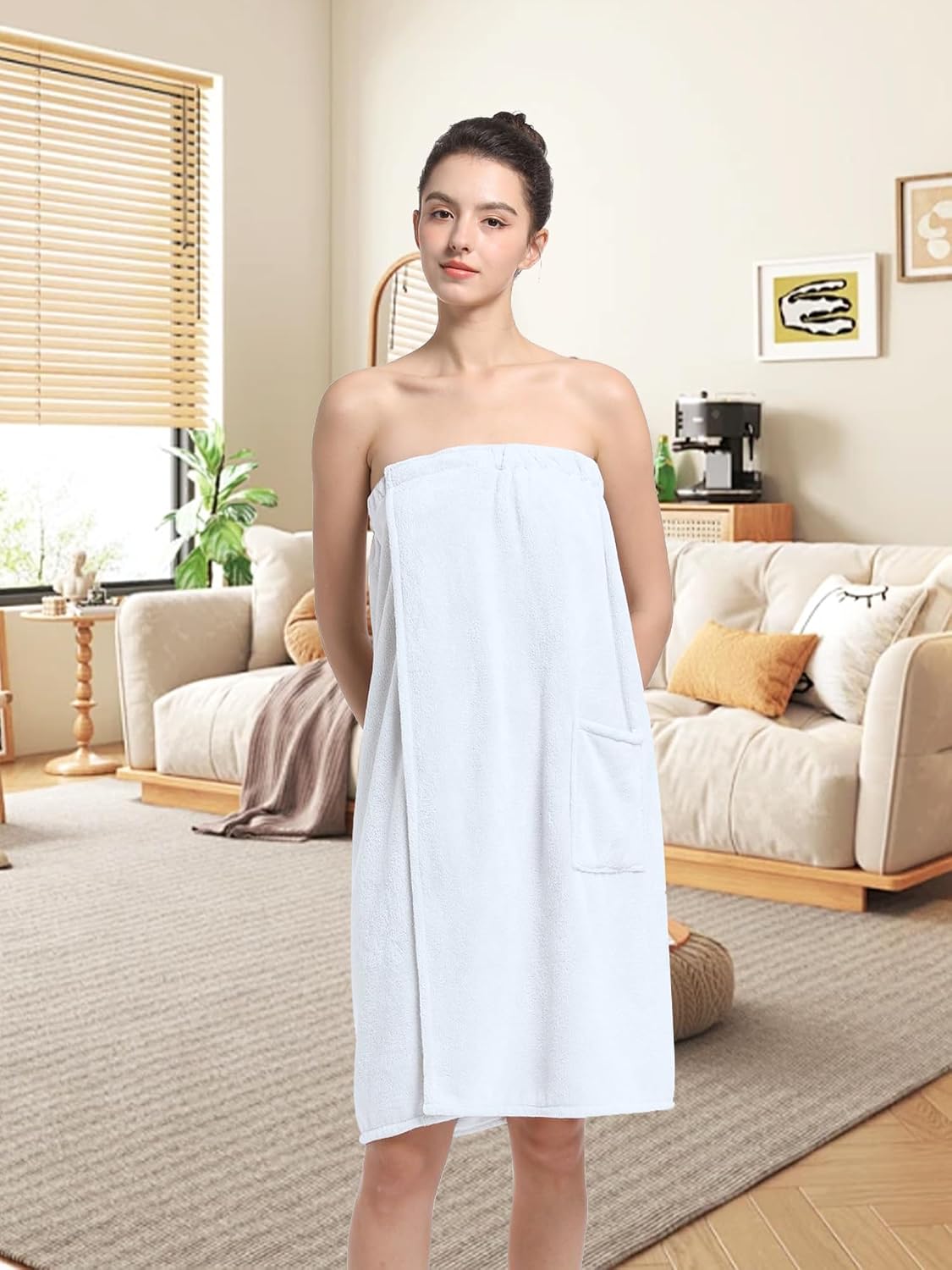 Women'S Soft Wrap Towel Full Length,Bath Robe After Shower Female Plush Long,Spa Bathrobes Lightweight With Pockets