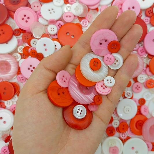 330g White Red Pink Buttons for Crafts Bulk Assorted Size Red Pink White Craft Button for Art, DIY Crafting, Valentine's Day Decoration