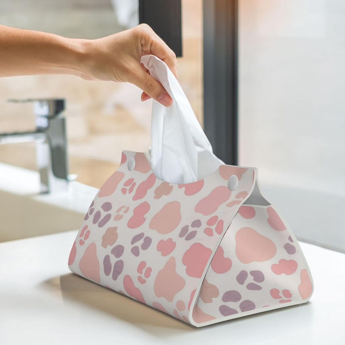 Pink Rose Gold Cheetah Skin Wild Animal Leopard Print Long Tissue Box Cover Facial Paper Holder 7.87'' x 5.12'' x 0.98''