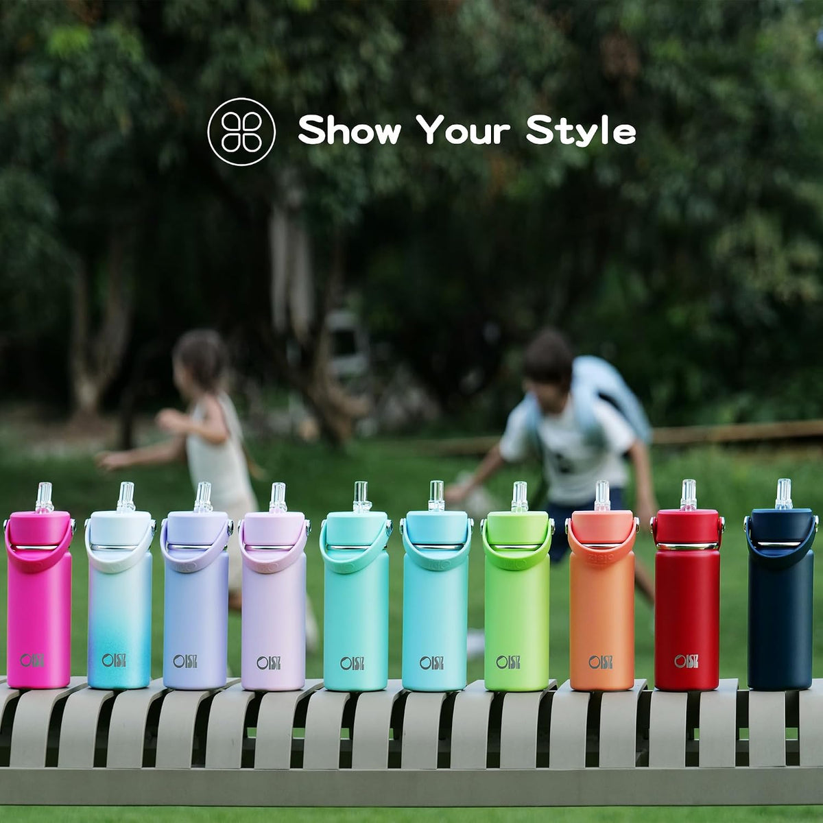 Kids Water Bottle with Straw Lid 14oz, Vacuum Insulated 316 Stainless Steel Water Bottles for Kids for School, Leakproof Water Bottle, BPA Free and Keep Cold for 24 Hours