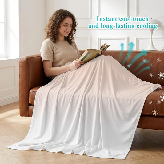 Cooling Blanket for Hot Sleepers Peach Pink Lightweight Breathable Double Sided Summer Blanket Gradient White Cooling Throw Blanket for Couch Bed Night Sweats 30"x40"