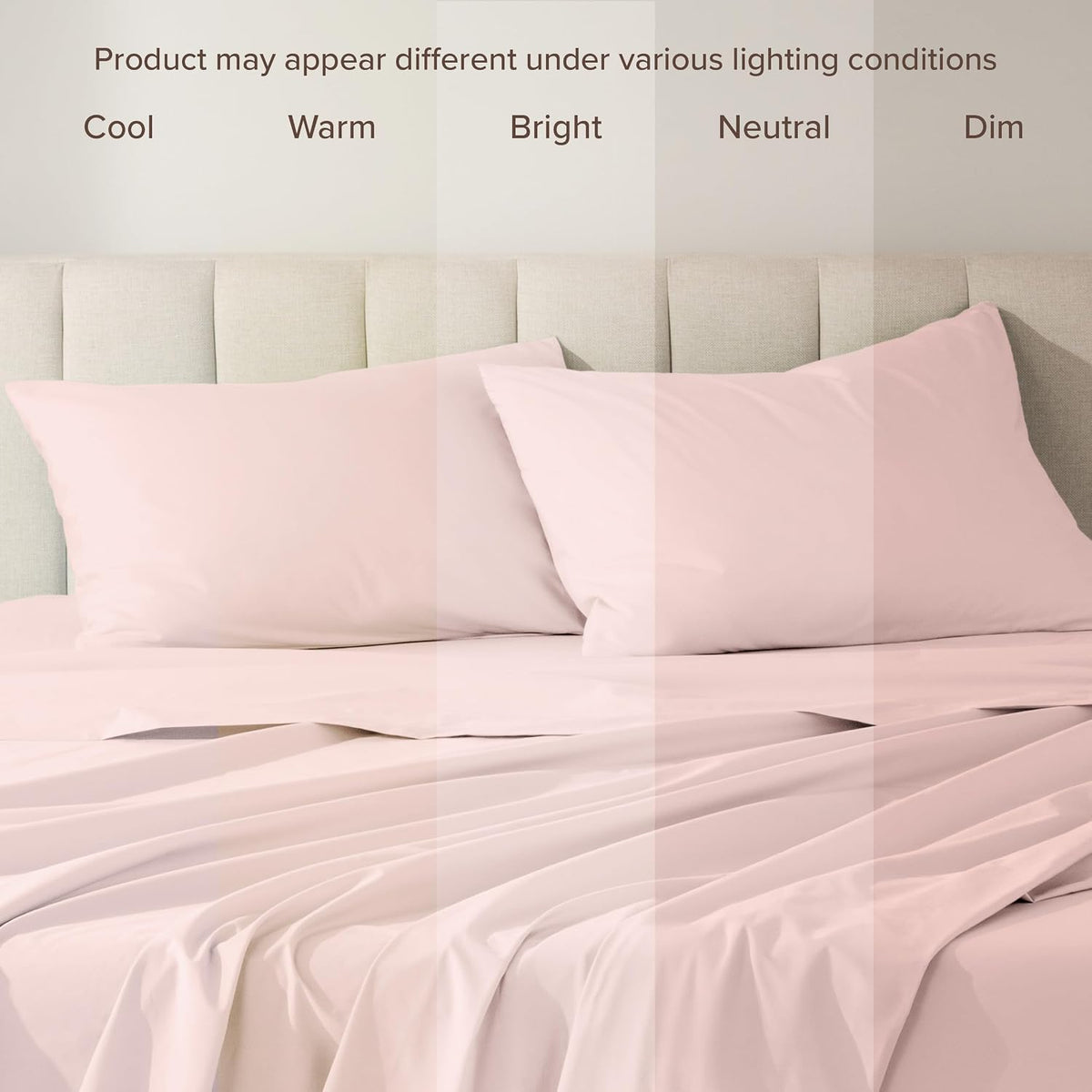 100% Organic Cotton Standard/Queen Pillowcase Set - Crisp Percale Weave - Pillowcases 2 Pack - Lightweight & Breathable (Standard Pillowcase Set of 2, Dusty Pink)