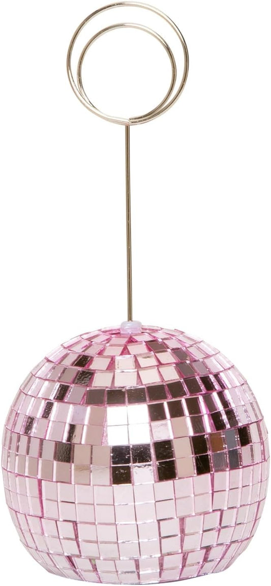 Concepts Disco Ball Photo Holder Mirrored Card Stand with Clip for Party Wedding Table Number Place Cards Event Centerpiece Home and Office Desk Decor