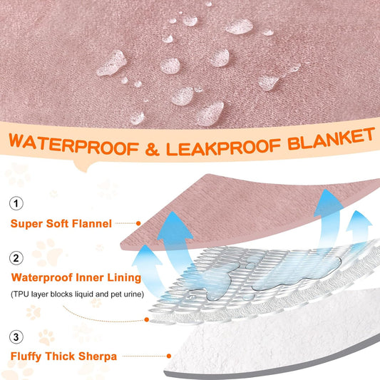 Waterproof Blanket Throw, Reversible Dog Blanket for Sofa Couch Bed