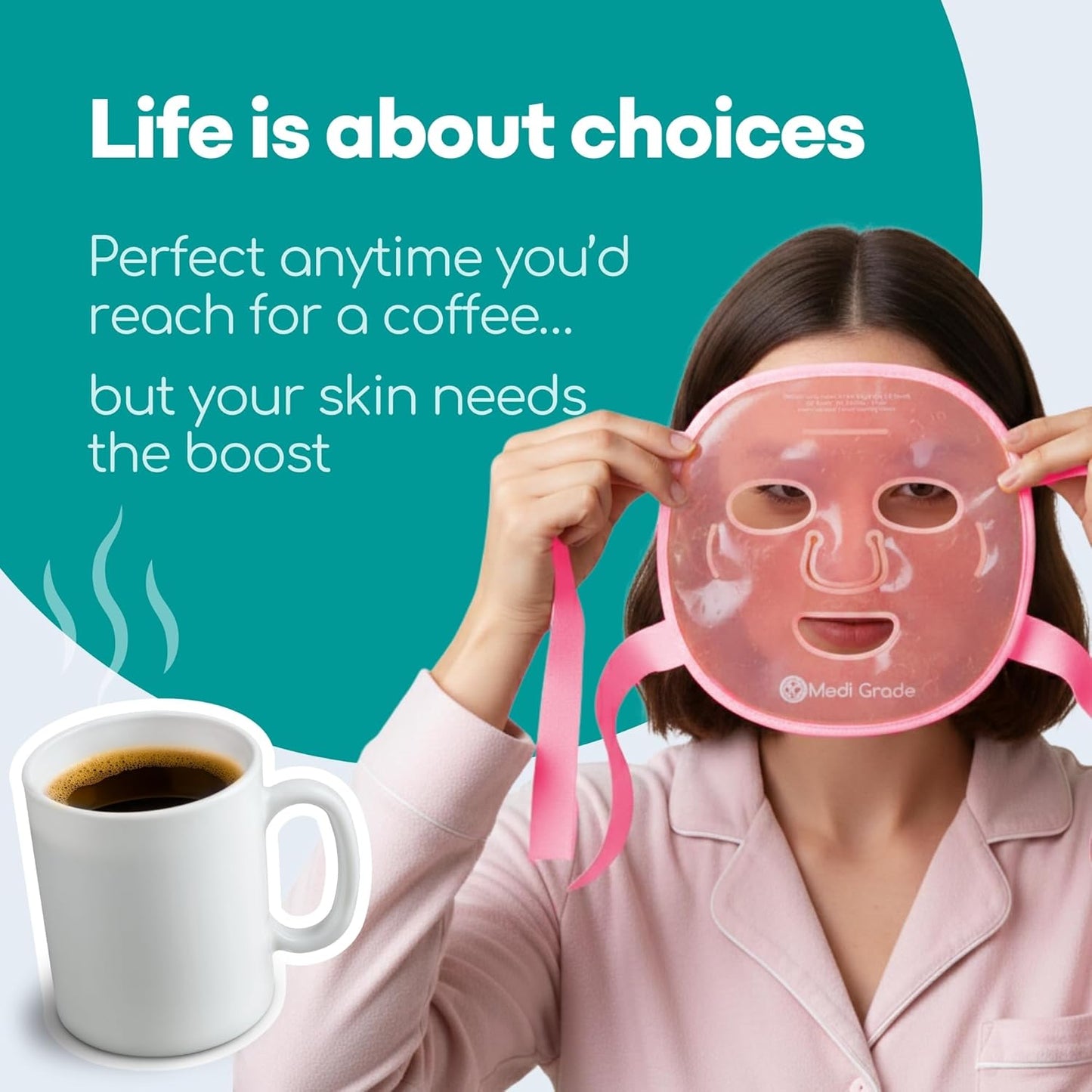 Cooling Ice Face Mask and Cooling Eye Mask for Puffy Eyes, Pink - Self Care Face Ice Pack with ChillGel Face Ice Mask Technology - Cooling Face Mask, Eye Pads and Bag