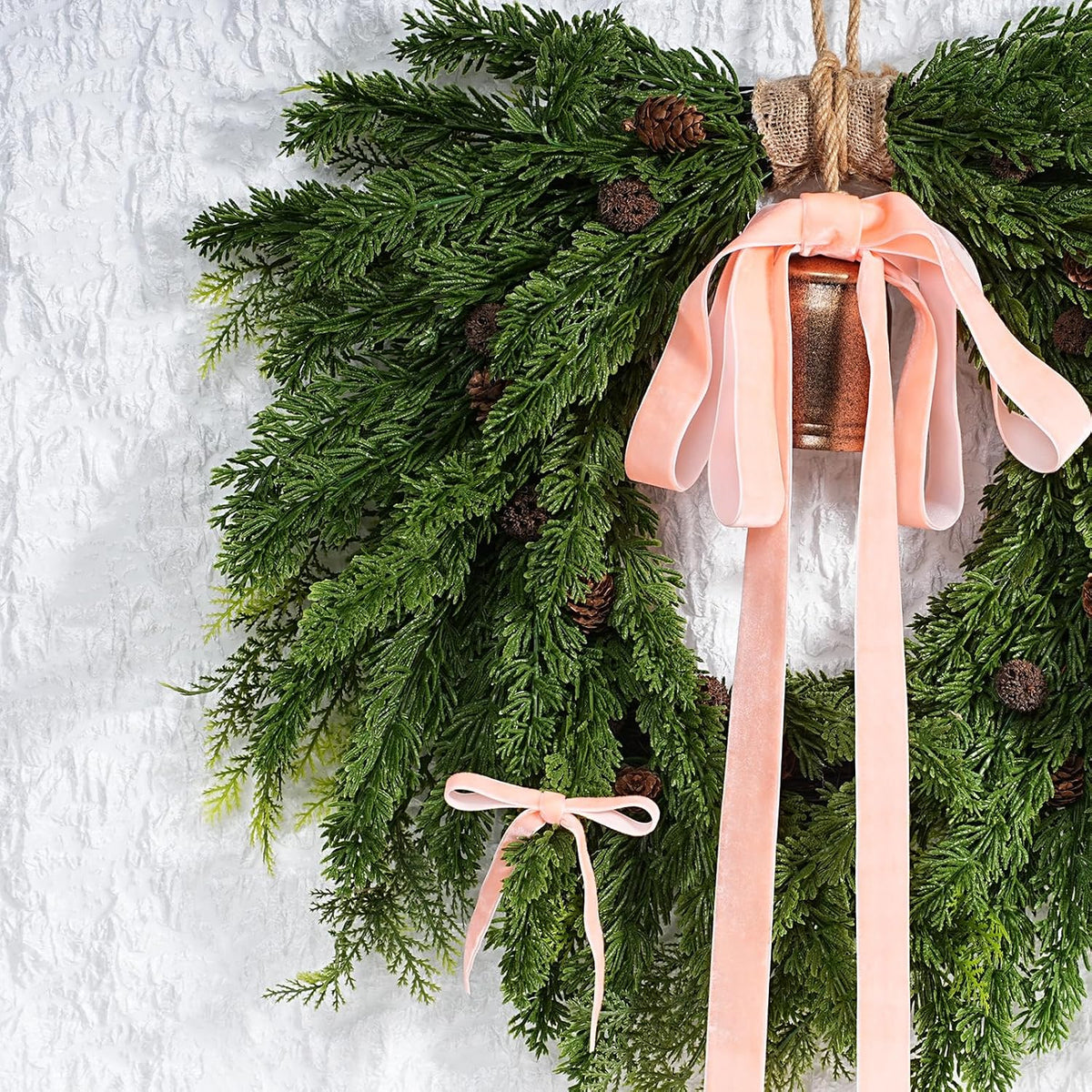 Peach Pink Velvet Ribbon, 1" Wide for Wreaths & Bows