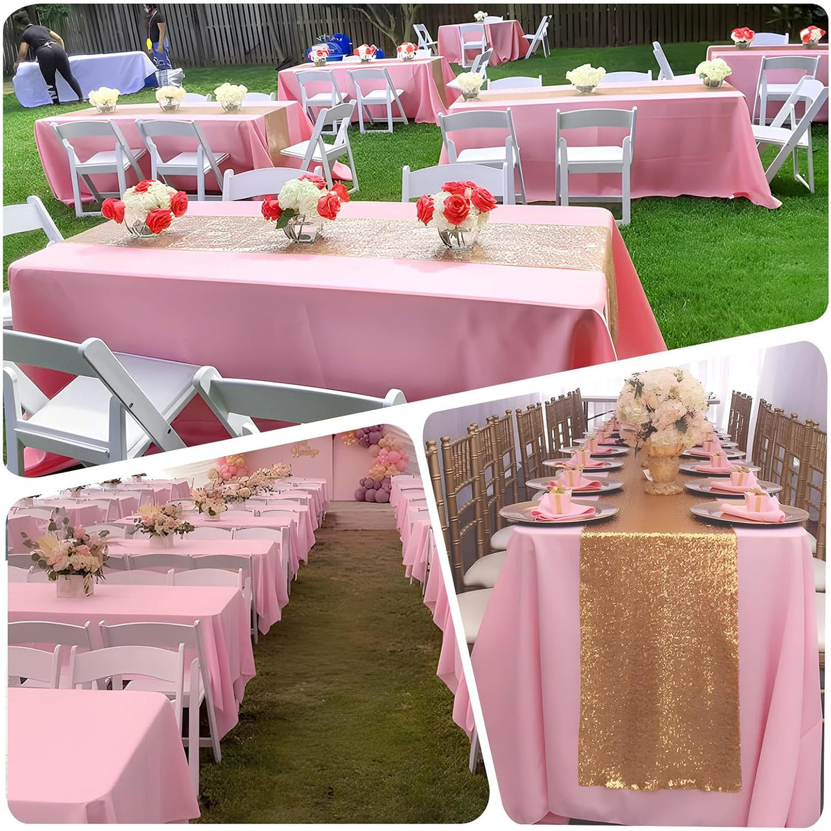8 Pack 60 x 102 Inch Pink Tablecloth for 6 Foot Rectangle Tables