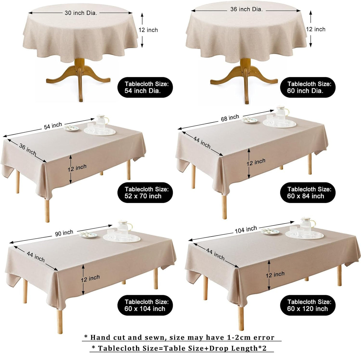 Textured Table Cloth Rectangle 52x70 Inch for Home Kitchen Decor