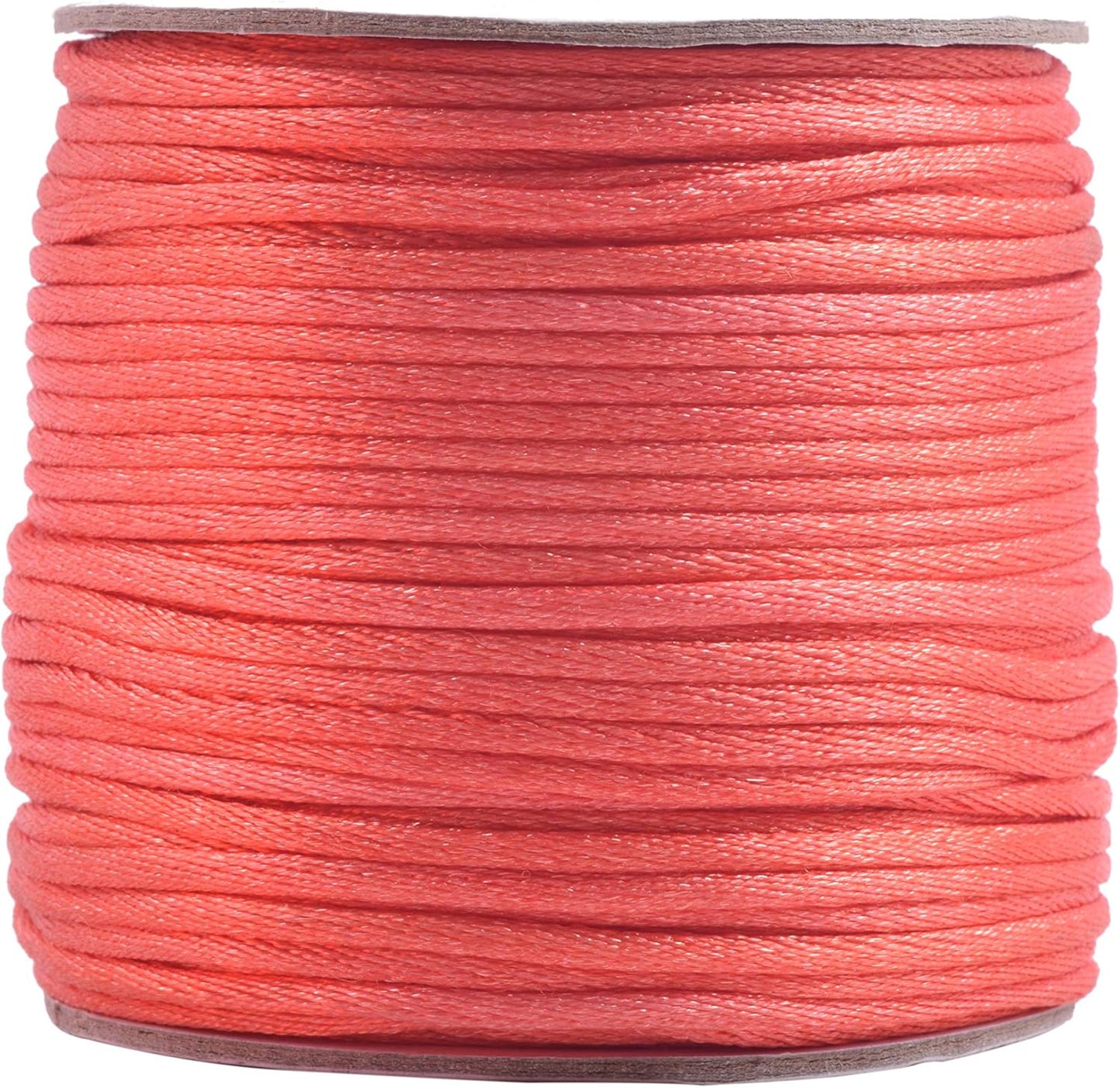 50 Yards 2.0mm Nylon Rattail Satin Silk Trim Cord Beading String for Chinese Knotting, Kumihimo, Beading, Macramé, Jewelry Making, Dark Peach