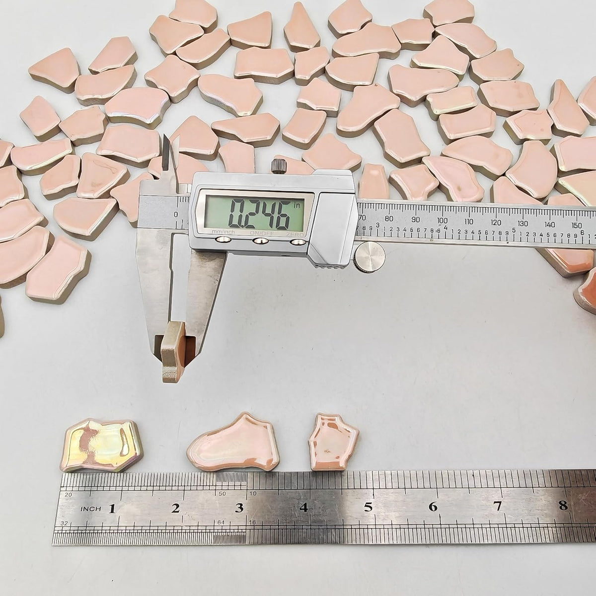 0.68"-1.53" Irregular Ceramic Mosaic Tiles,500g/1.1lb Ceramic Mosaic Tiles for Crafts,Ceramics Mosaic Pieces for Home Decoration or DIY Crafts,Mosaic Making Supplies (Iridescent Pearl Pink)