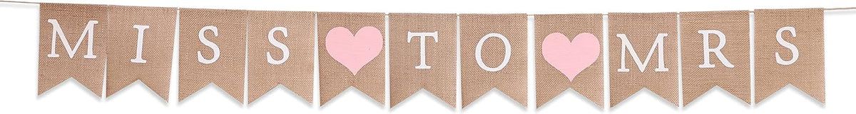 Miss to Mrs Burlap Banner - Pink Bridal Shower Decorations, Engagement Banner, Bachelorette Party Supplies