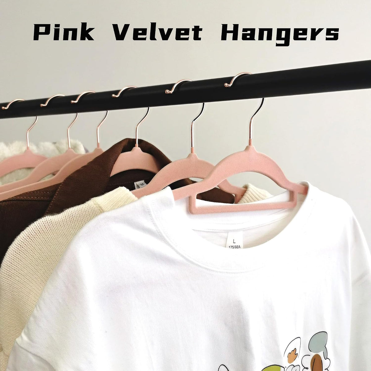 Pink Velvet Hangers 30 Pack -Adult Hangers Rose Gold Hook, Space Saving Non-Slip Clothes Hangers, 16.5 Inch with Tie Bar for Coats,Sweater,Jackets,Dresses, Shirts, Suits & T-Shirts