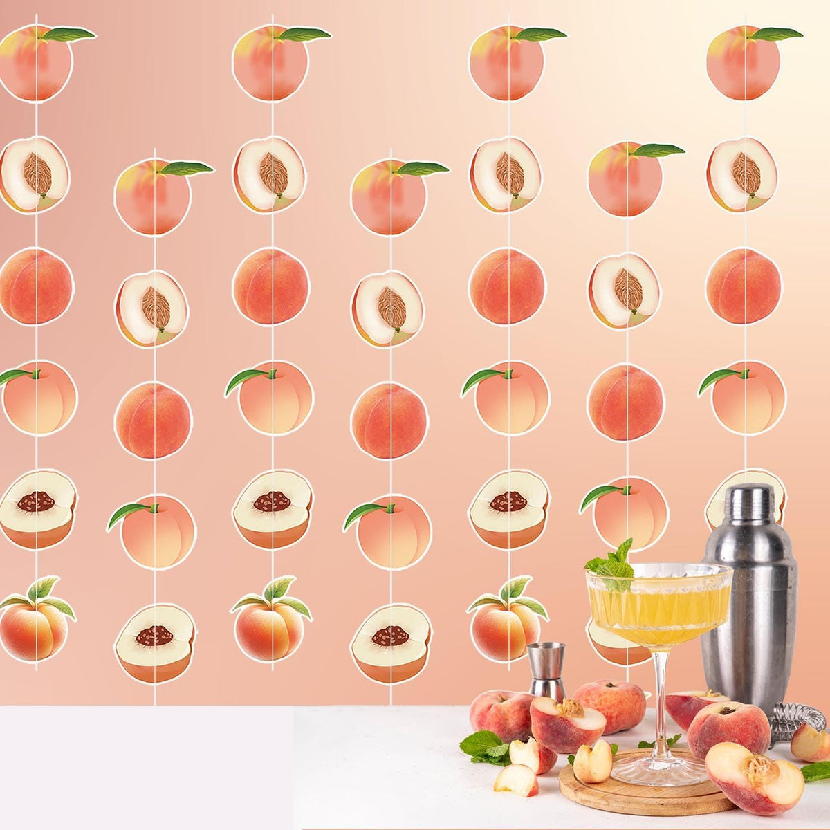 6 Packs Peach Hanging Decorations Garlands Cute Juicy Peach Baby Shower 2nd Birthday Fruit Birthday Party Decor Favors Supplies Paper Hanging Cutouts Banner