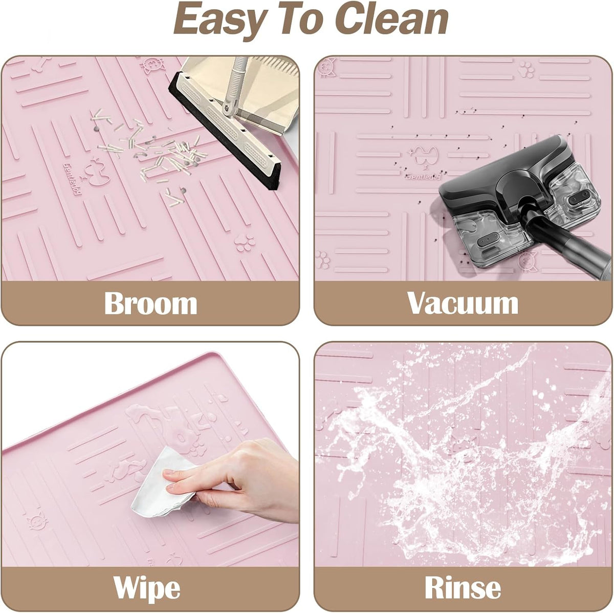 Silicone Cat Litter Mat, 34" X 25" Litter Box Mat, Pink