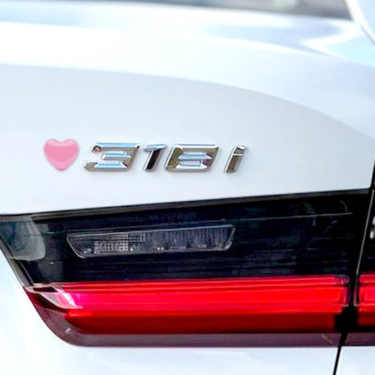 Heart Metal Car Emblem Stickers (4-Pack) - 1.1" Chrome Pink Adhesive Badges for Auto Exterior, Truck Tailgate, Vehicle Number Decoration - Waterproof Automotive Grade Stickers (Pink)