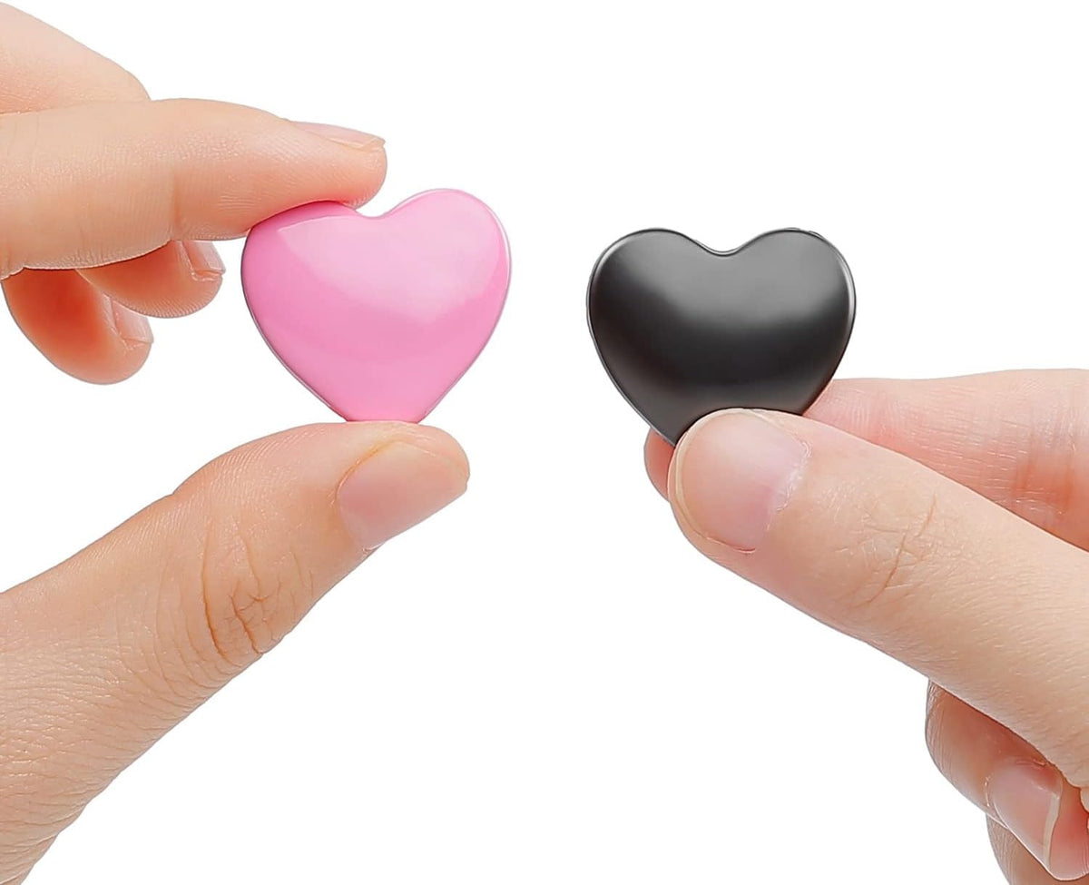 Heart Metal Car Emblem Stickers (4-Pack) - 1.1" Chrome Pink Adhesive Badges for Auto Exterior, Truck Tailgate, Vehicle Number Decoration - Waterproof Automotive Grade Stickers (Pink)
