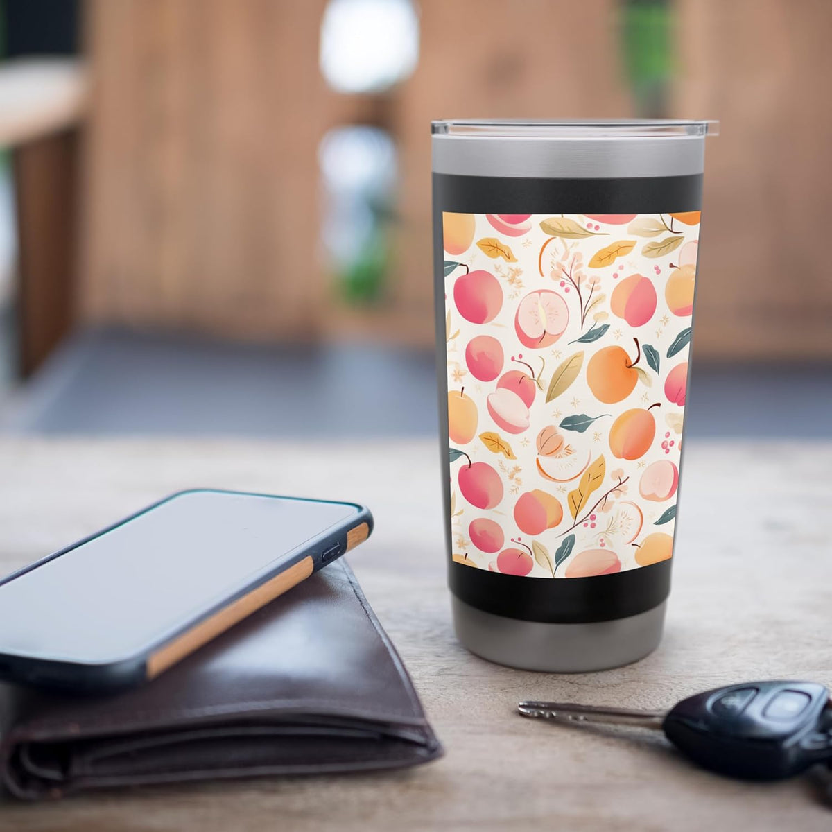 Peach Pattern Art Minimalist Fruit Stainless Steel Insulated Tumbler