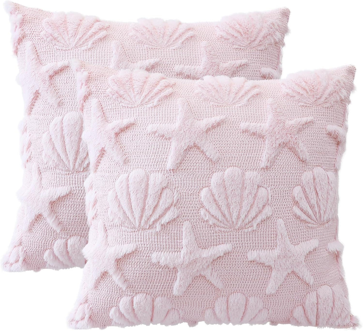Summer Starfish Seashell Pillow Covers 18x18 Inch Set of 2