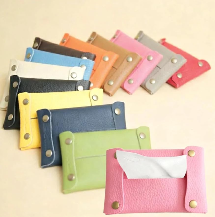 Pocket Tissue Holder for Purse, Soft Tissue Box Reusable Tissue Travel Pouch Paper Box Bag for Face Towels (Pink)