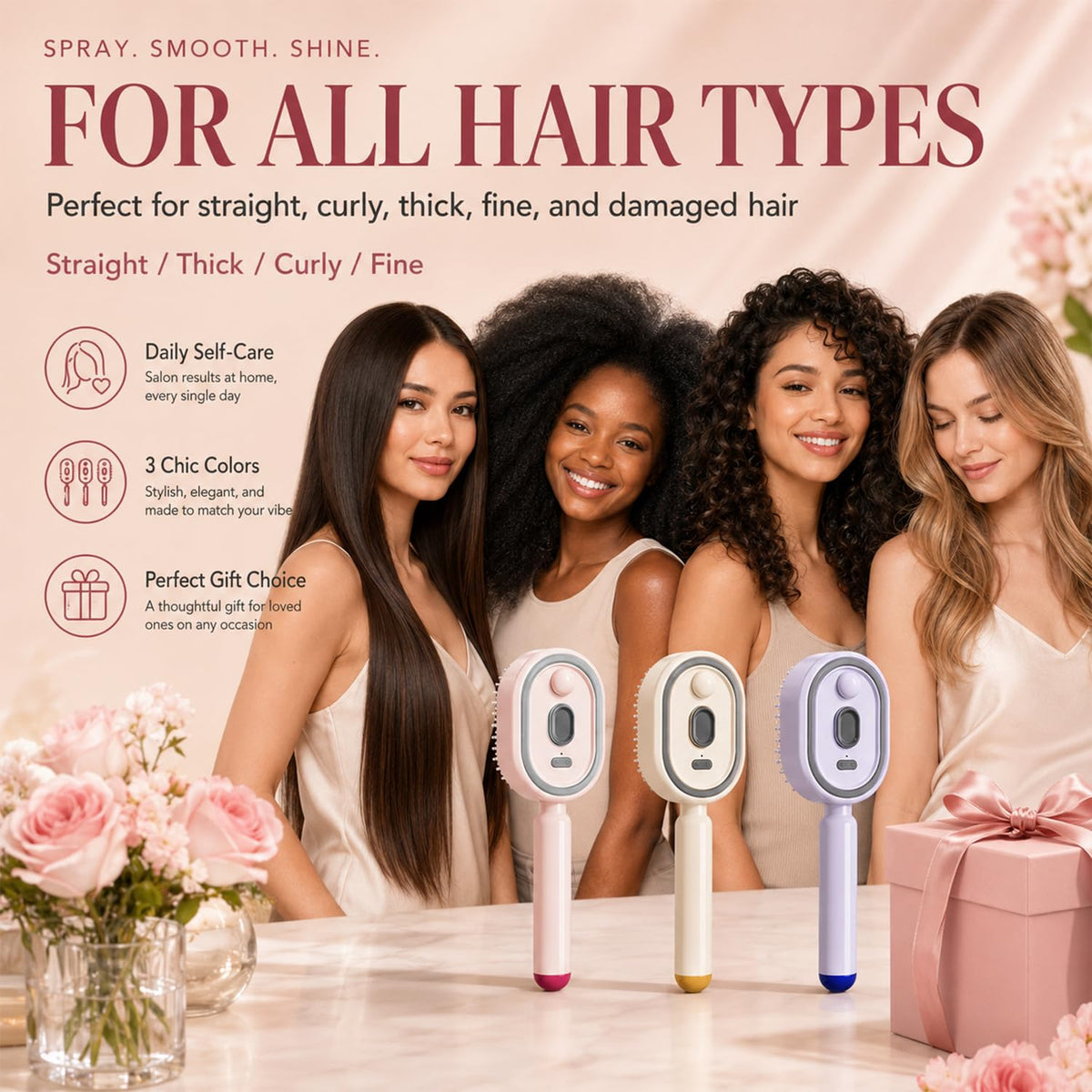 2026 Electric Spray Air Cushion Massage Comb (Pink)