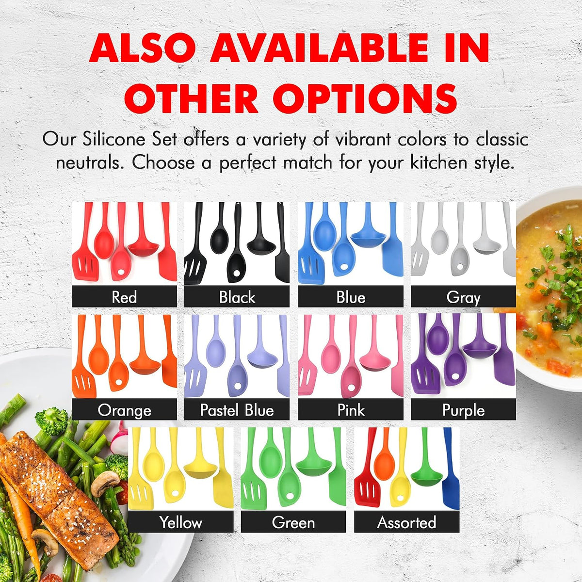 Premium Silicone Kitchen Tools and Utensils Set, Non-Scratch, Withstands Temperatures up to 450°F, BPA-Free, 5 Piece Cooking Utensils Set, Pink