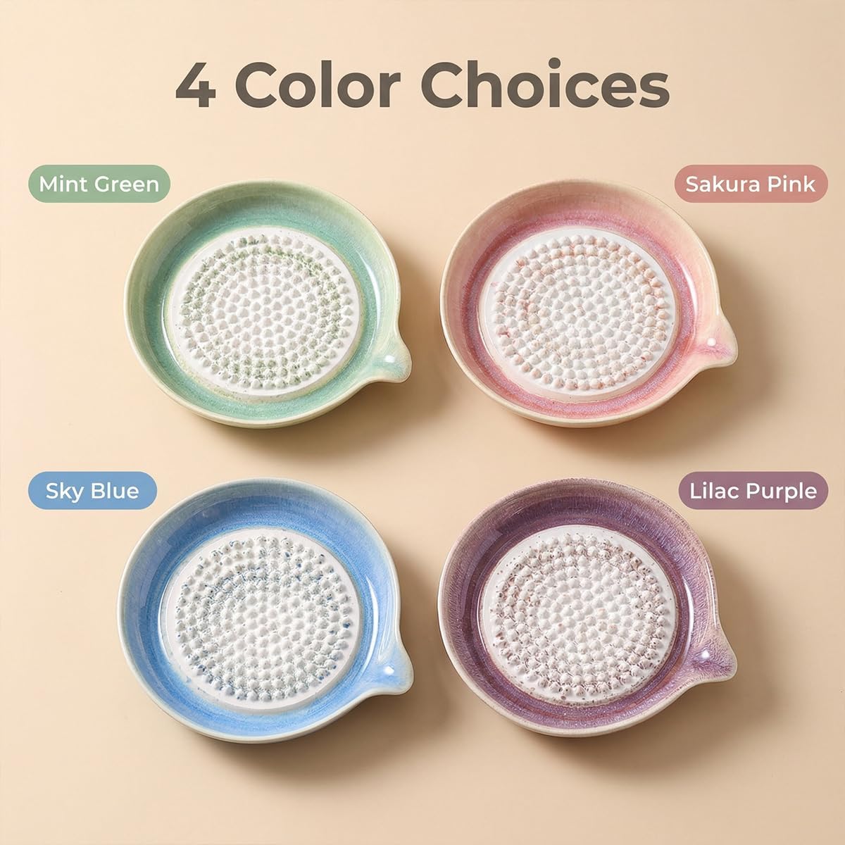 New Gradient Ceramic Grater Plate, Exquisitely Handcrafted Ginger Grater Plate for Chocolate, Fruits, Vegetables, Ginger, Garlic, and Cheese (Pink)
