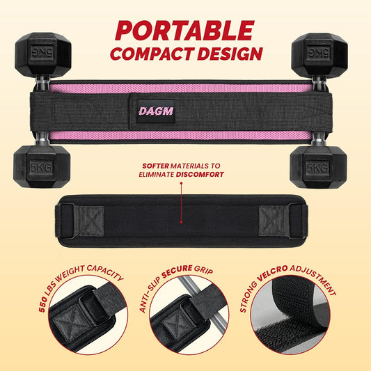DAGM Hip Thrust Belt for Dumbbells Heavy No Bruise. 500 lbs, Women & Men