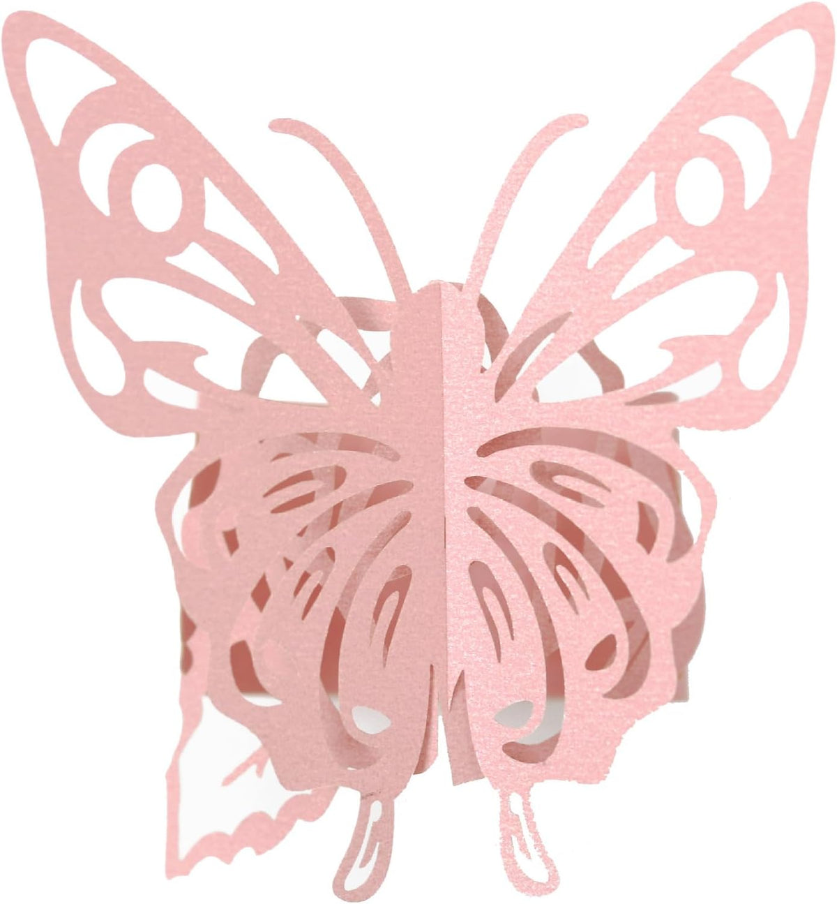 Butterfly Paper Napkin Rings,Pink Disposable 3D Laser Cut Butterfly Rose Shape Foil Paper Napkin Holder for Weddings Party Serviette Table Decoration Restaurant Bridal Shower Banquet Supply (Pink)