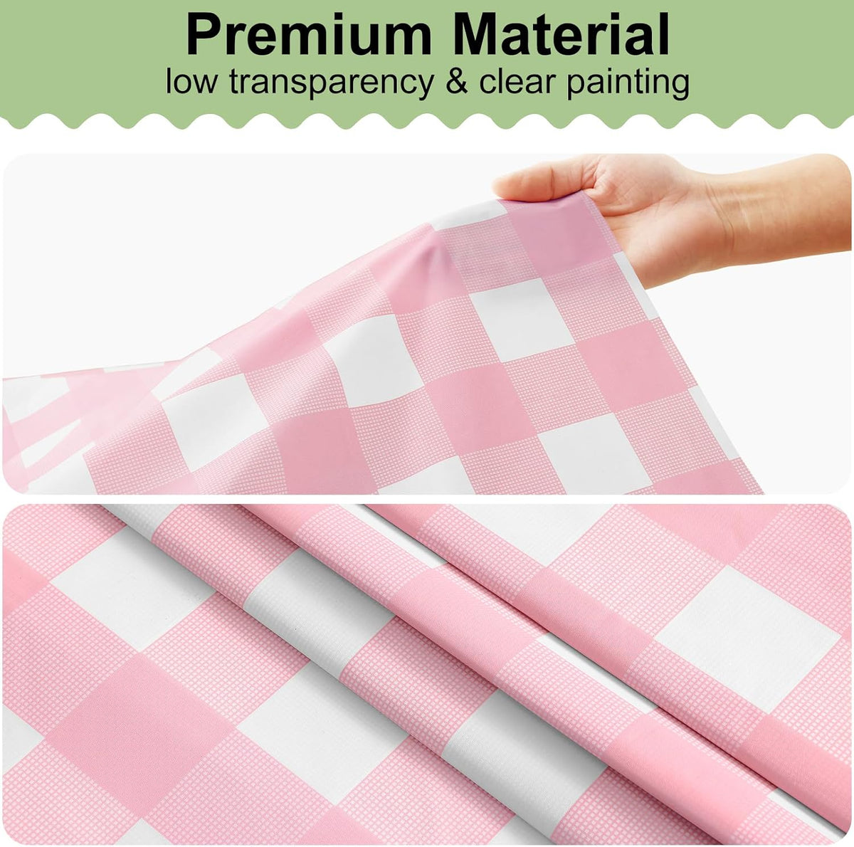 12 Packs Buffalo Disposable Table Cloth, 54 x 108 Inch Waterproof Plastic Tablecloth, Rectangle Pink and White Checkered Table Covers for Picnic, Birthday, Party, Back to School